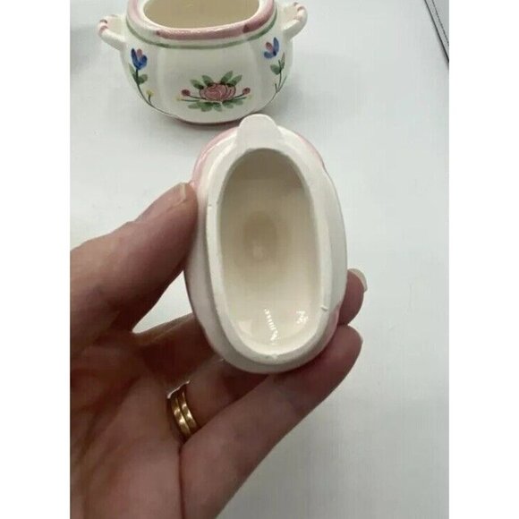 VTG The Haldon Group BUNNY RABBIT FLORAL Ceramic Sugar Creamer Bowl 1990 Cottage - Picture 10 of 16